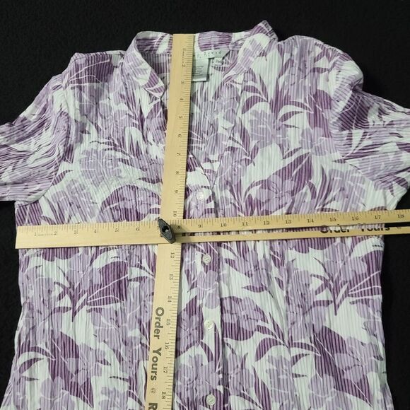 Fred David Petites Womens Button Up Blouse Multicolor Size PM Polyester Blend - Picture 4 of 12